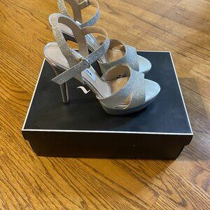 Nina, Silver, Sparkly, Strappy Heels - Size 5.5